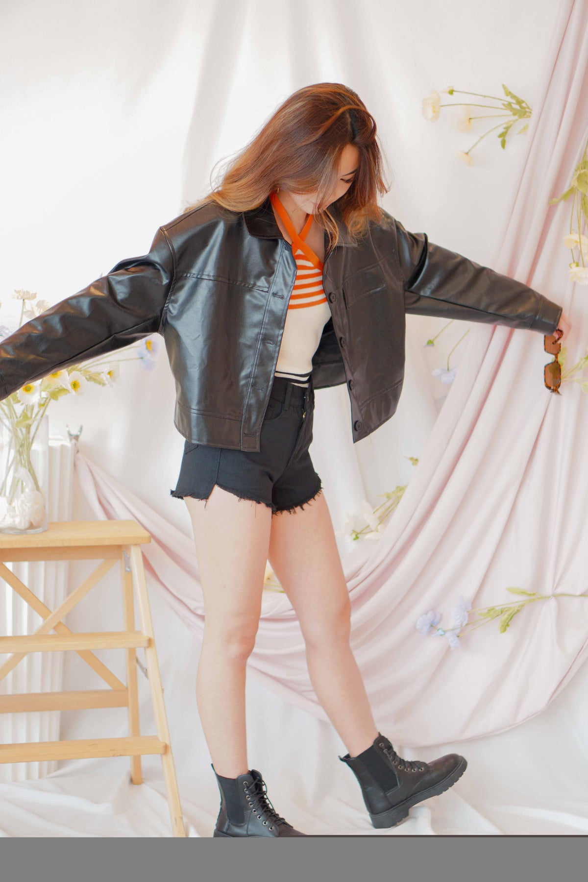 Timesquare Faux Leather Jacket in Black
