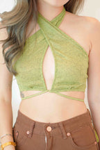 After Nightfall Self Tied Top in Green