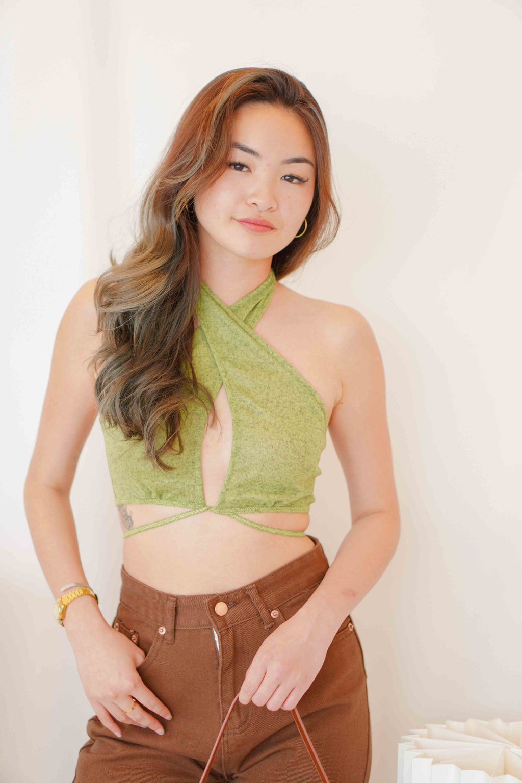 After Nightfall Self Tied Top in Green