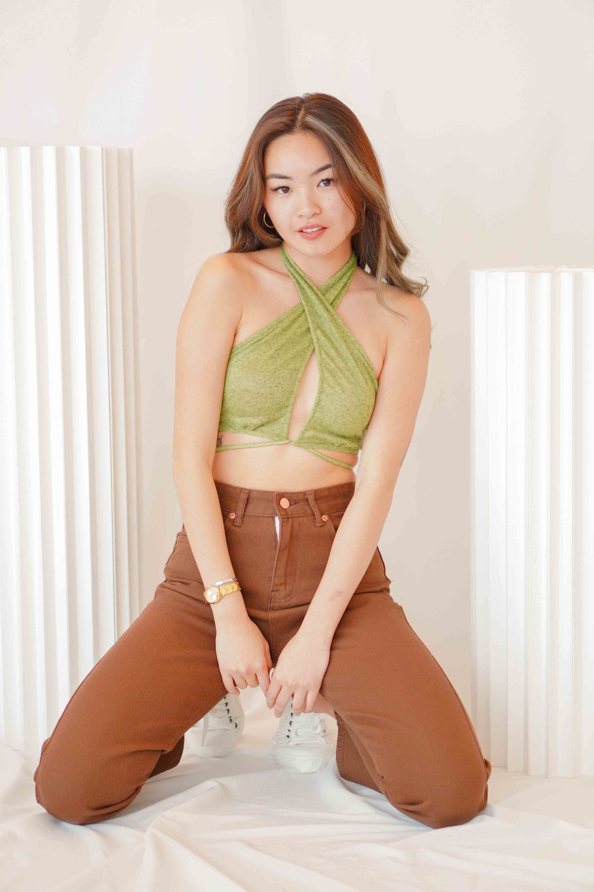 After Nightfall Self Tied Top in Green