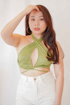 After Nightfall Self Tied Top in Green