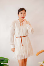 Boho Summer Long Sleeve Tassel Dress with Belt