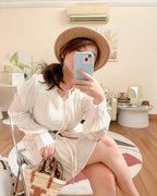 Boho Summer Long Sleeve Tassel Dress with Belt