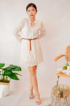 Boho Summer Long Sleeve Tassel Dress with Belt