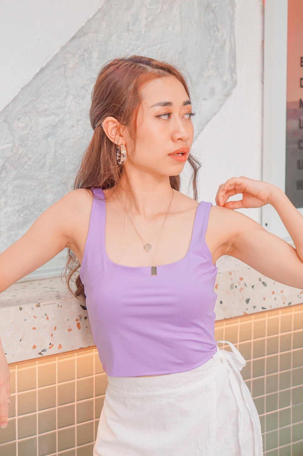 If You Stay Crop Ribbed Top in Purple