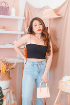 Sugar Rush Ribbed Crop Top in Black