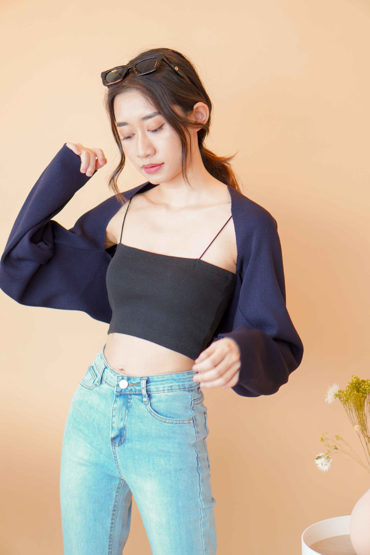 Sugar Rush Ribbed Crop Top in Black