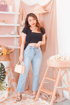 Sugar Rush Ribbed Crop Top in Black