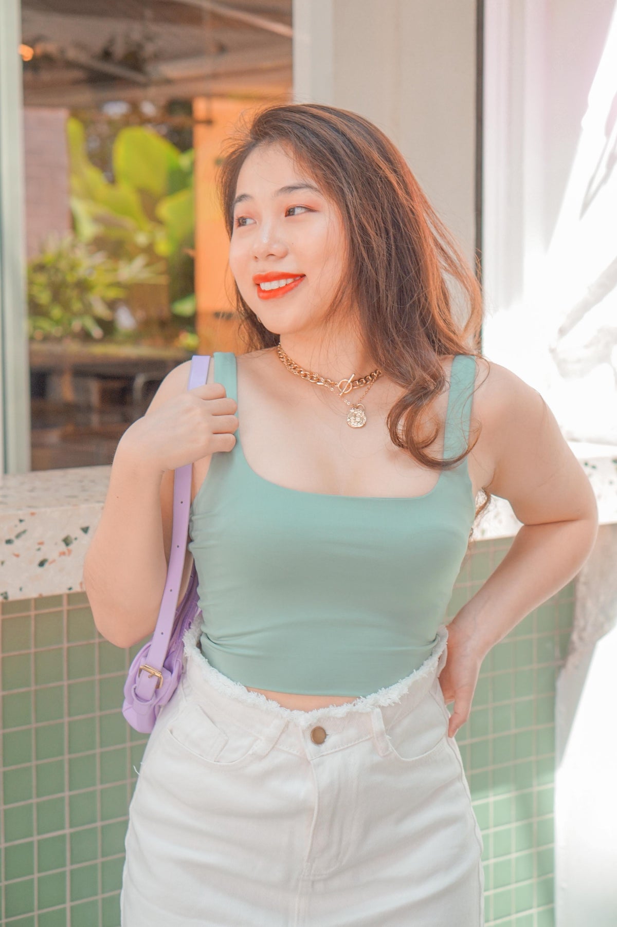 If You Stay Crop Ribbed Top in Green