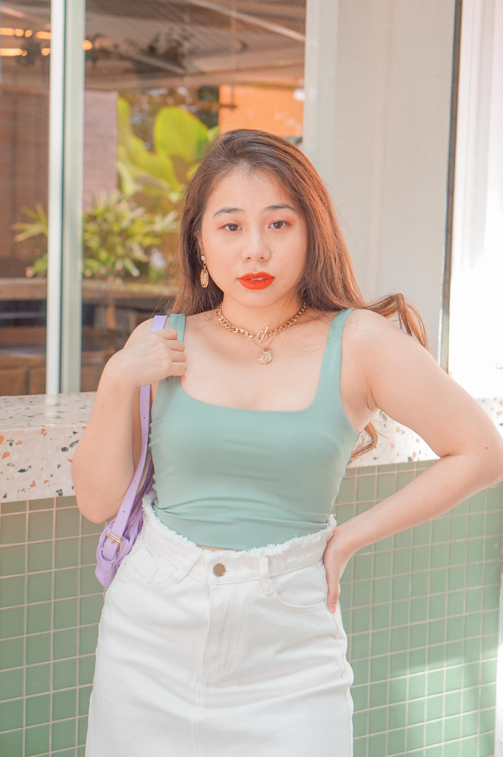 If You Stay Crop Ribbed Top in Green