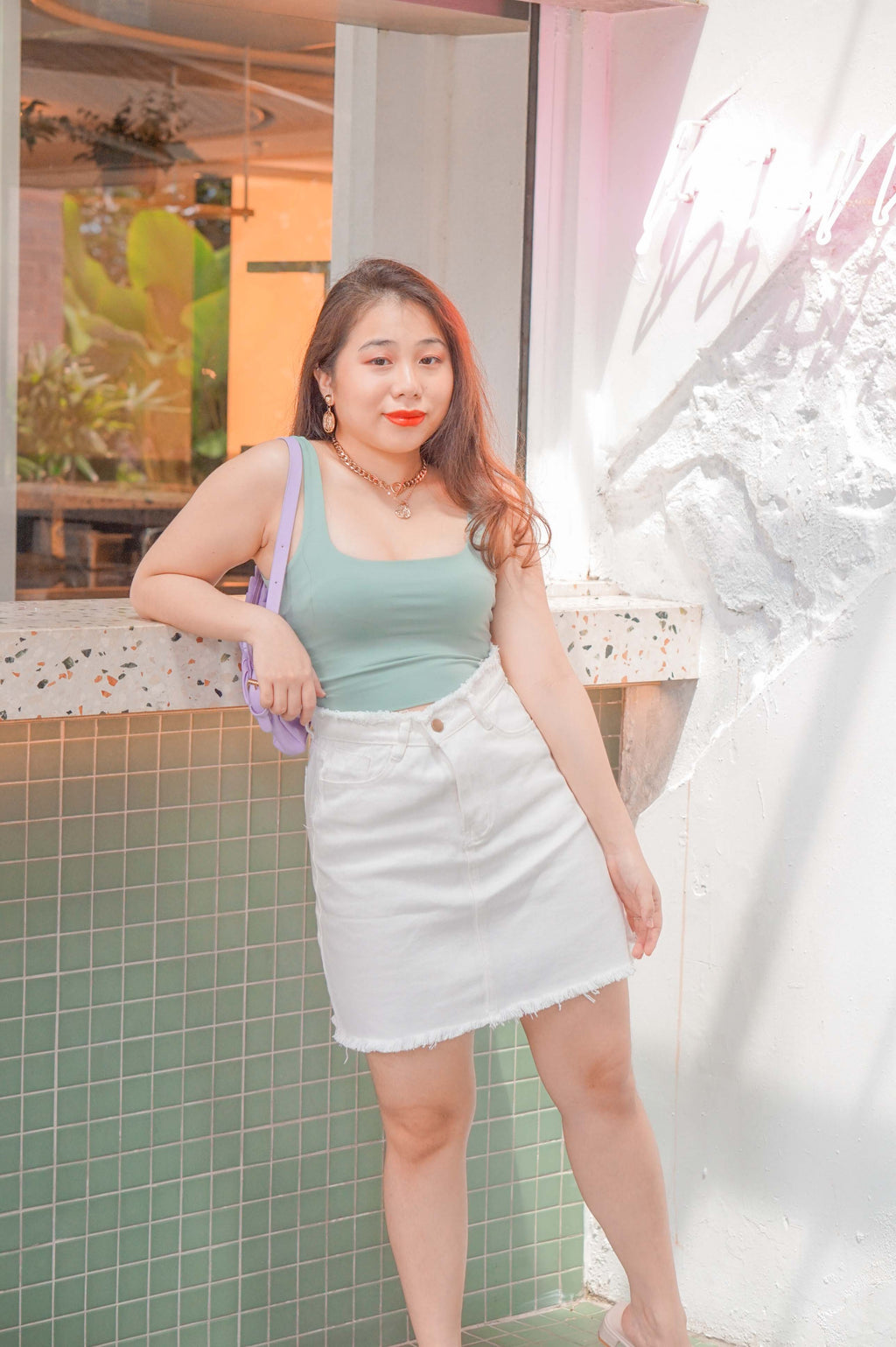 If You Stay Crop Ribbed Top in Green