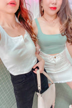 If You Stay Crop Ribbed Top in Green