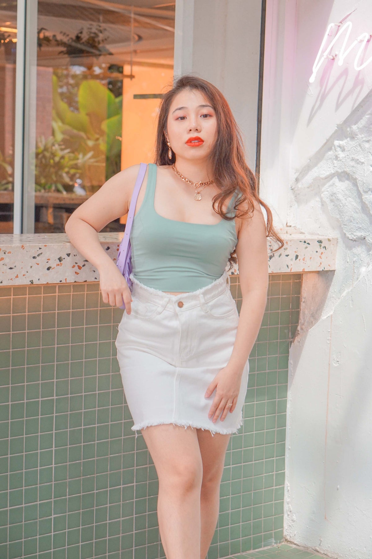 If You Stay Crop Ribbed Top in Green