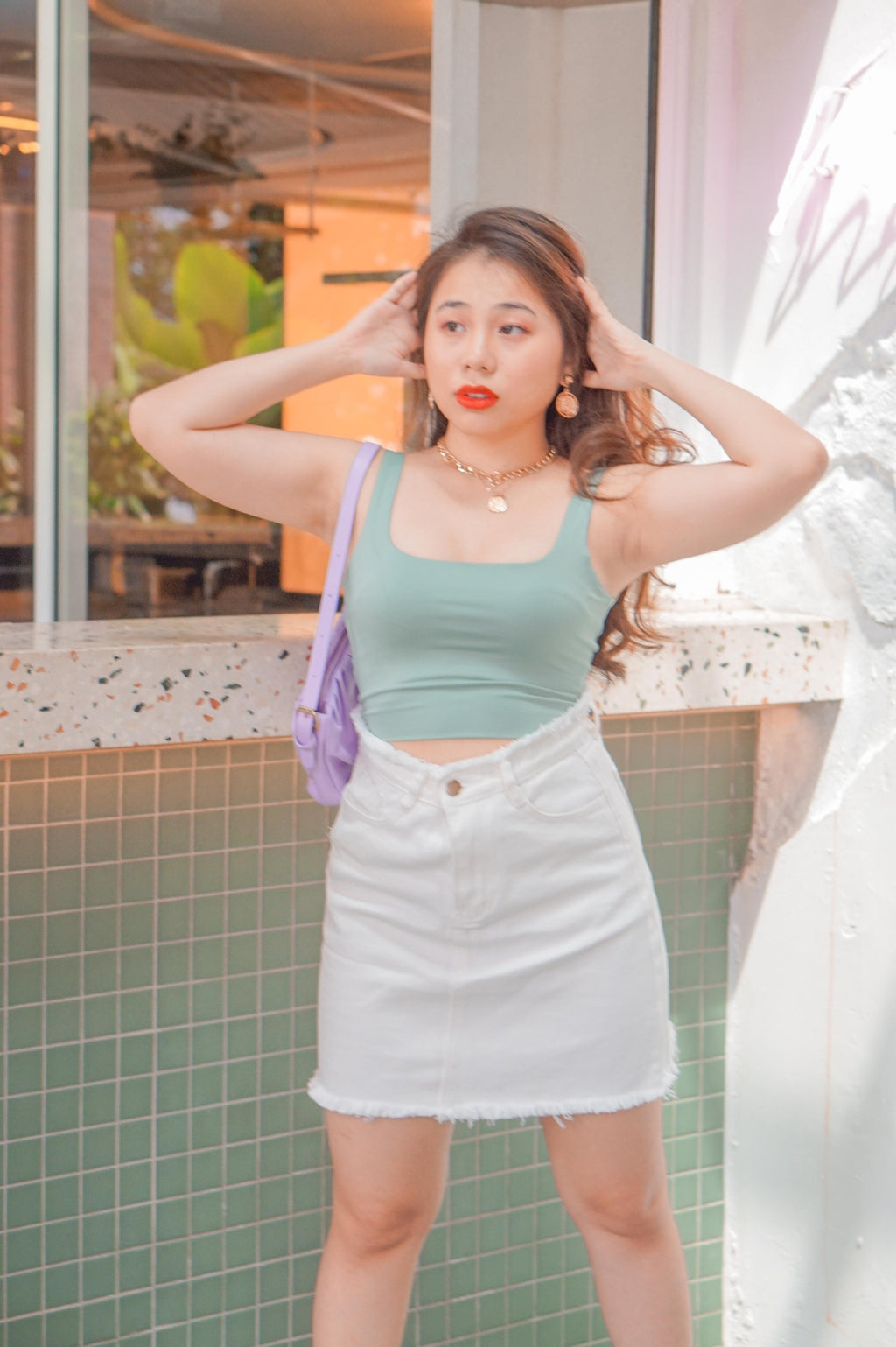 If You Stay Crop Ribbed Top in Green