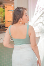 If You Stay Crop Ribbed Top in Green