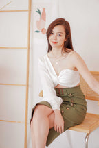 Paris Vision Toga Long Sleeve Top in White