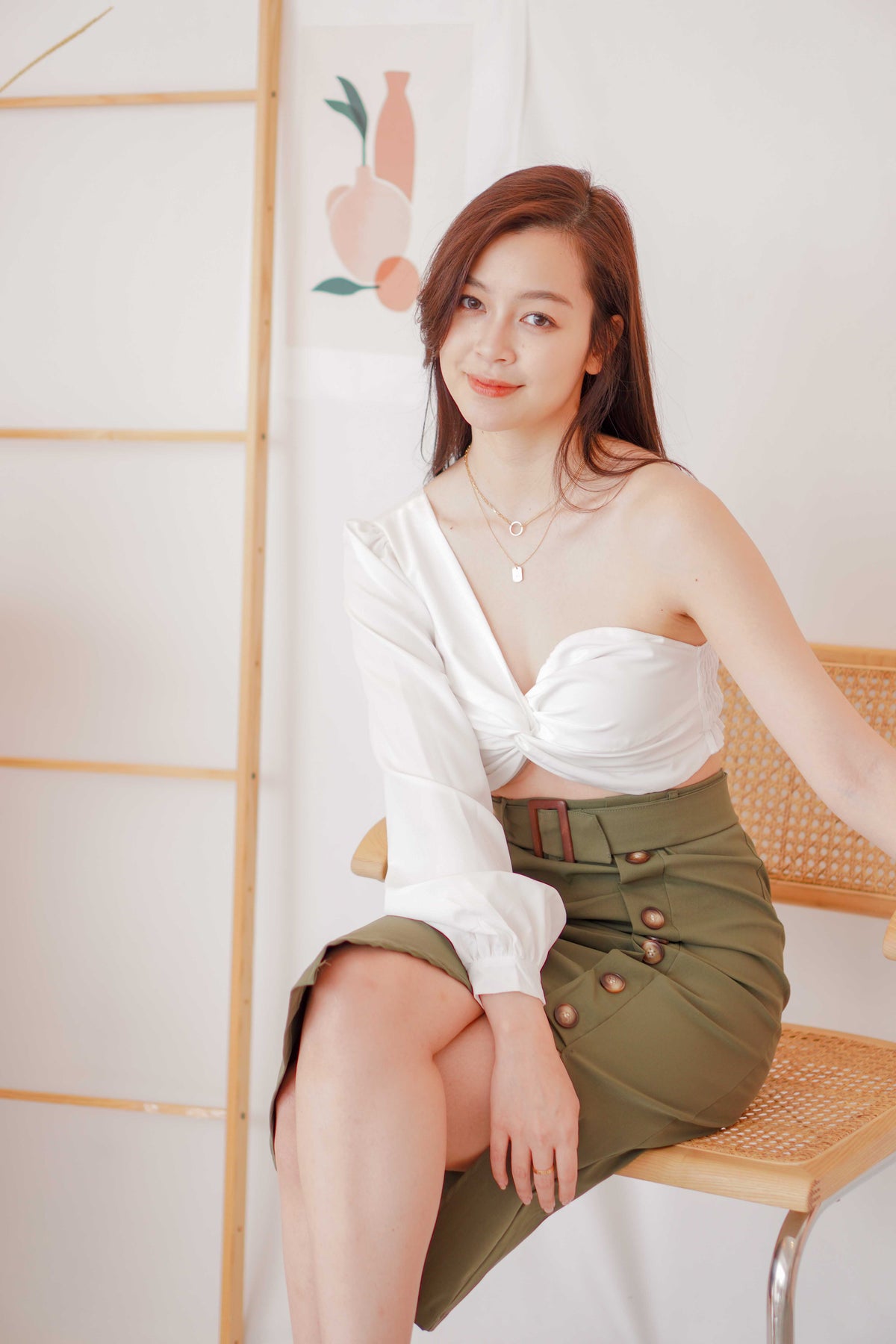 Paris Vision Toga Long Sleeve Top in White