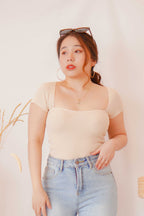 Lola Sweetheart Knit Top in Beige