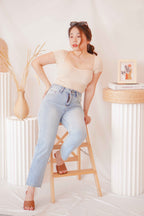 Lola Sweetheart Knit Top in Beige