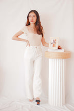 Lola Sweetheart Knit Top in Beige