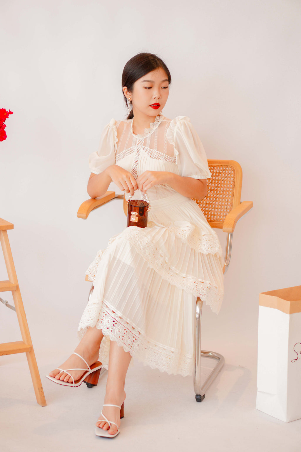(PREMIUM) Lady Diane Layered Maxi Dress in Cream