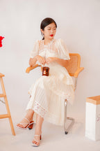(PREMIUM) Lady Diane Layered Maxi Dress in Cream