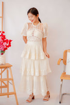 (PREMIUM) Lady Diane Layered Maxi Dress in Cream