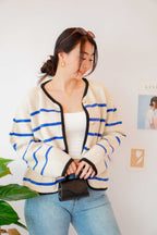 Love in French Knit Jacket with Blue Stripes