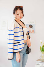 Love in French Knit Jacket with Blue Stripes