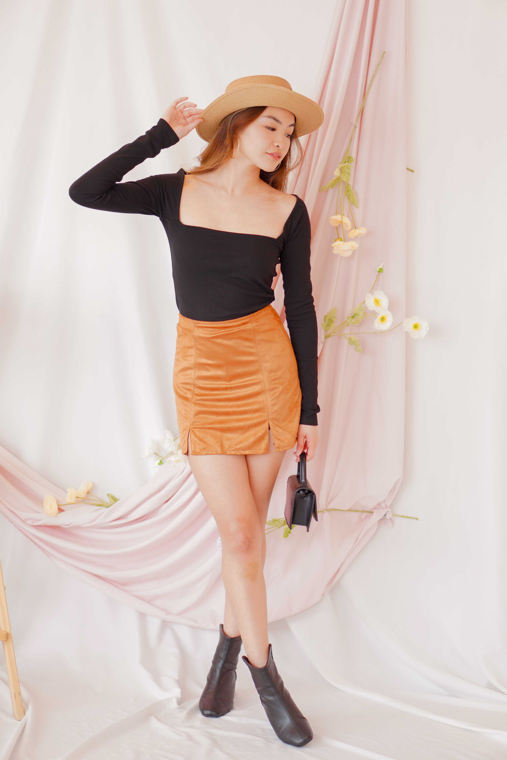West Side Suede Skirt in Brown