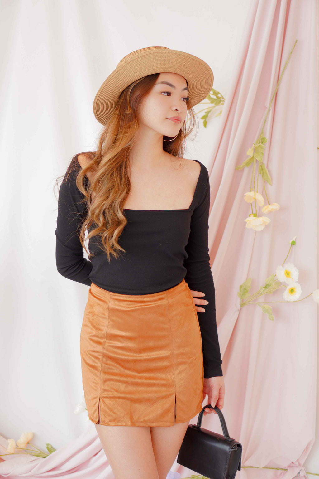 West Side Suede Skirt in Brown