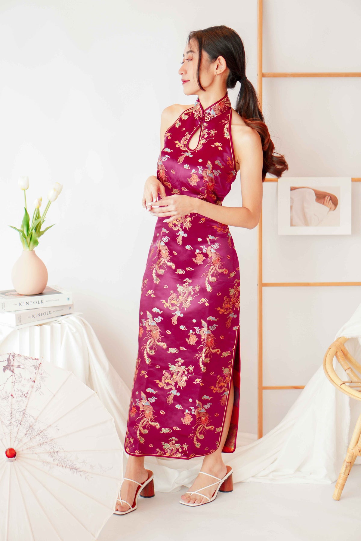 Foo Traditional Halter Cheongsam in Red