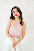 Calla Halter Top with Chain in Pink