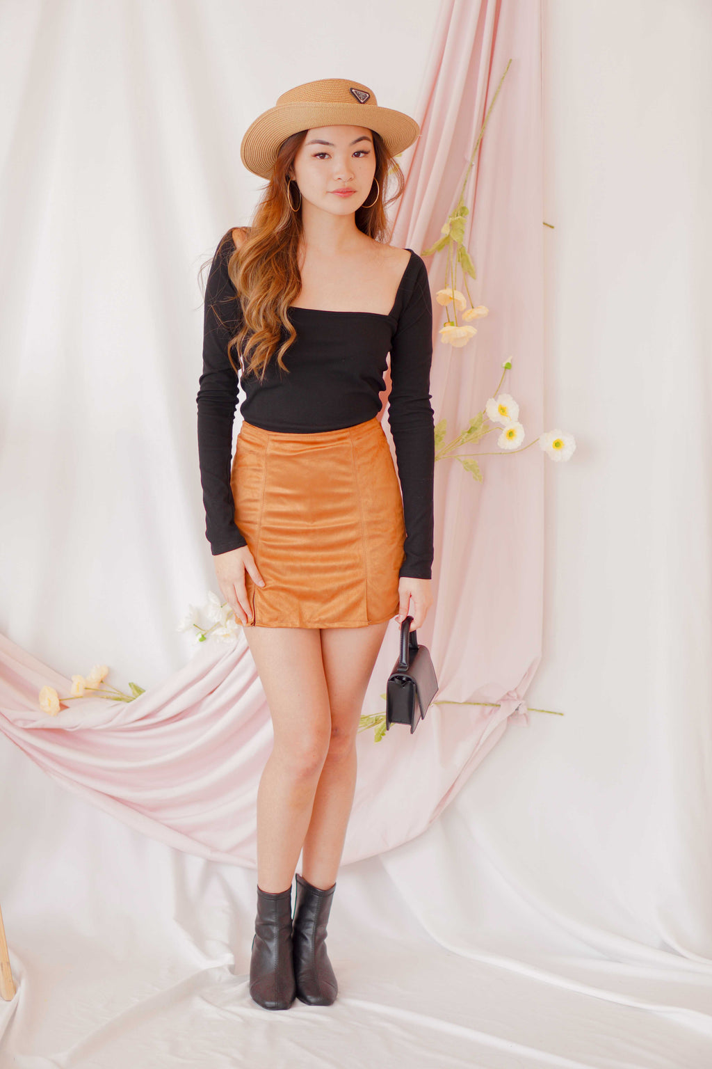 West Side Suede Skirt in Brown