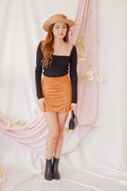 West Side Suede Skirt in Brown