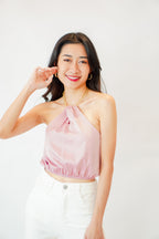 Calla Halter Top with Chain in Pink
