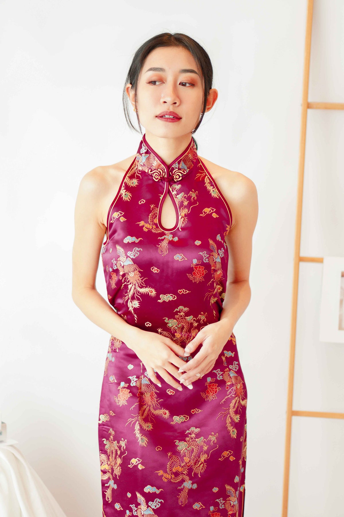 Foo Traditional Halter Cheongsam in Red