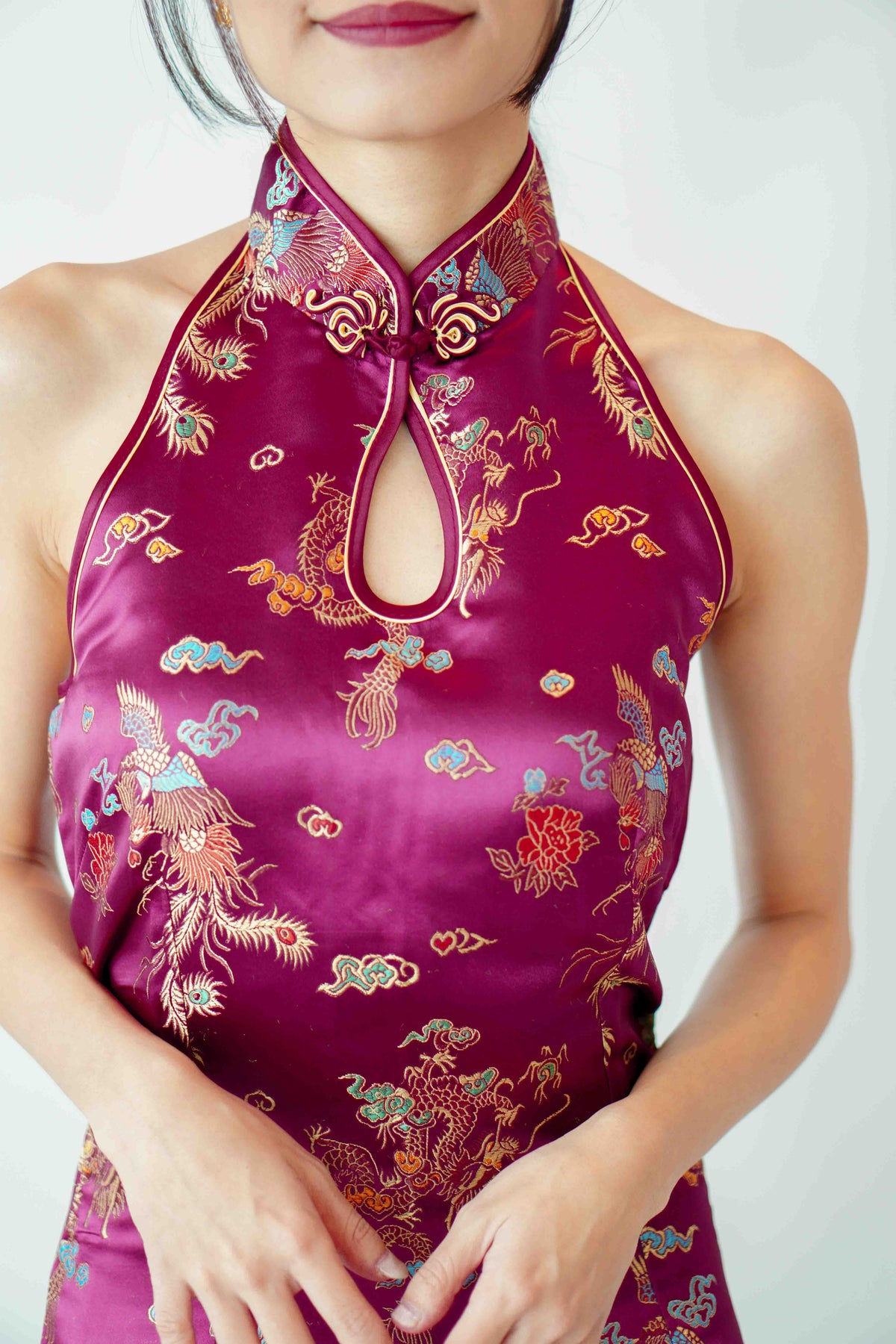 Foo Traditional Halter Cheongsam in Red