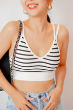 Nana Low V Padded Crop Top in Stripes