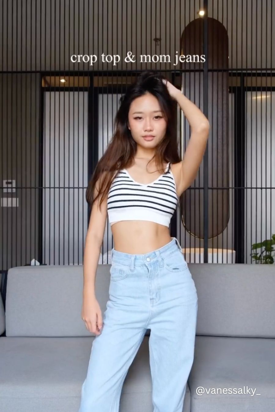 Nana Low V Padded Crop Top in Stripes