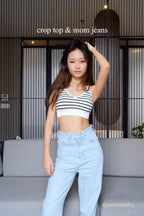 Nana Low V Padded Crop Top in Stripes