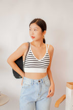 Nana Low V Padded Crop Top in Stripes
