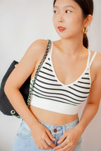 Nana Low V Padded Crop Top in Stripes