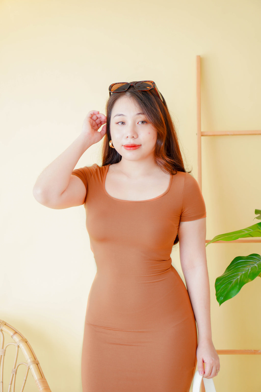Toffee Basic Maxi Bodycon Dress in Brown