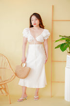 Dream Of Us Satin Slit Skirt in Cream