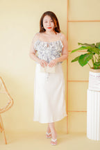 Dream Of Us Satin Slit Skirt in Cream