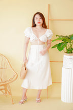 Dream Of Us Satin Slit Skirt in Cream
