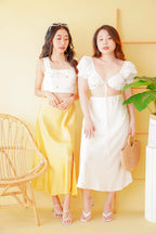 Dream Of Us Satin Slit Skirt in Cream