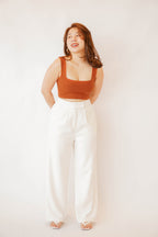 Cold Shoulder Crop Top in Brown