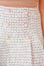 My Lady Pleated Tweed Skirt in White